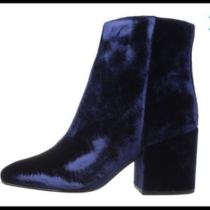 Blue velvet booties